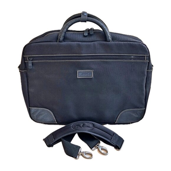 ROOTS SOFT LAPTOP BRIEFCASE GENUINE LEATHER TRIM - Picture 1 of 13